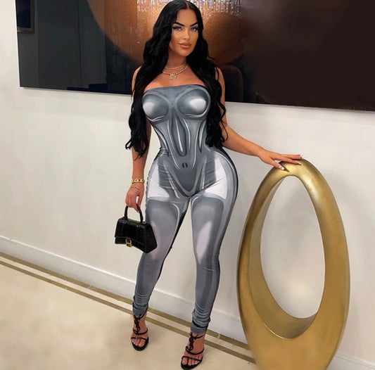 The Perfect Frame Grey Fitted Jumpsuit